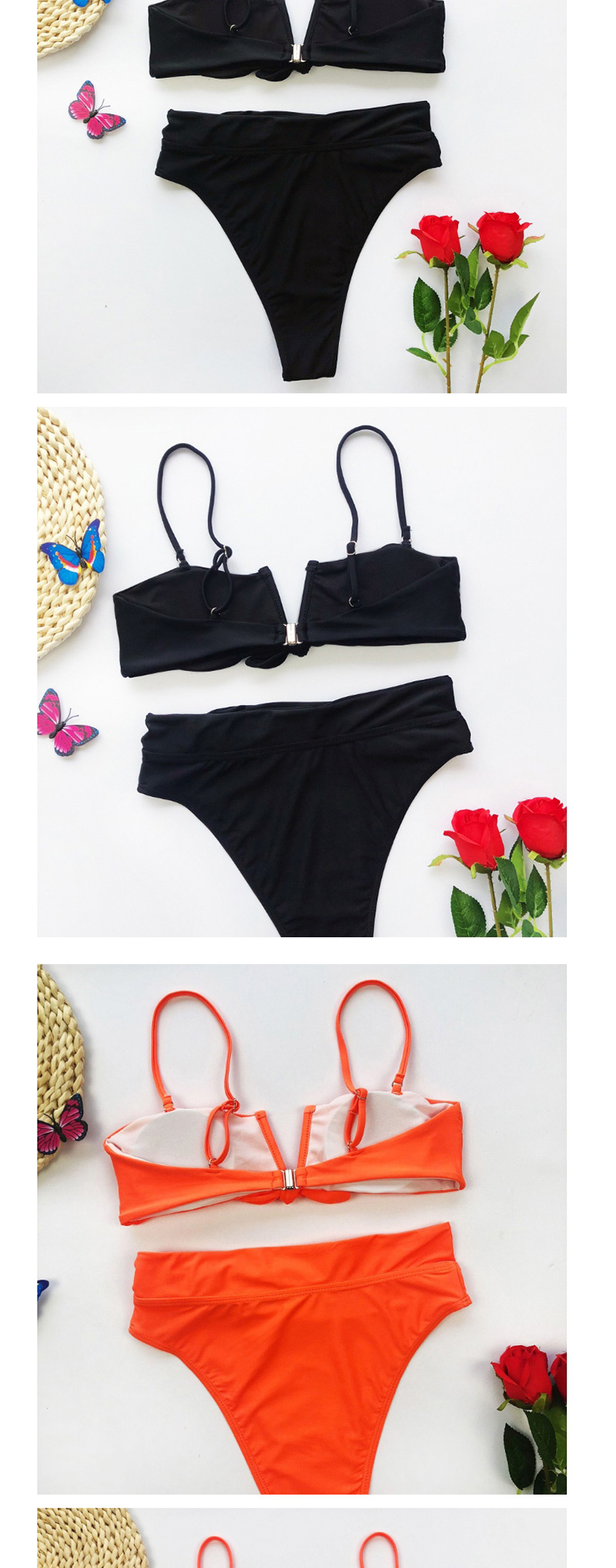 Fashion Black Knotted V-neck Swimsuit Bikini,Bikini Sets