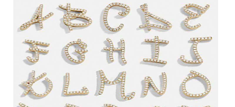 Fashion Golden M Crystal Letter Earrings,Stud Earrings