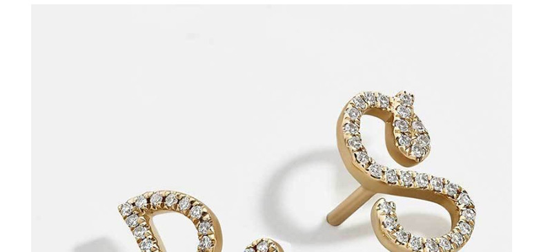 Fashion Golden N Crystal Letter Earrings,Stud Earrings