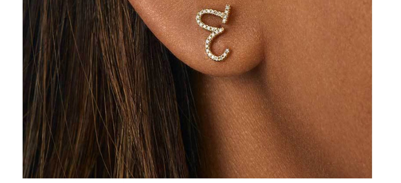 Fashion Golden H Crystal Letter Earrings,Stud Earrings