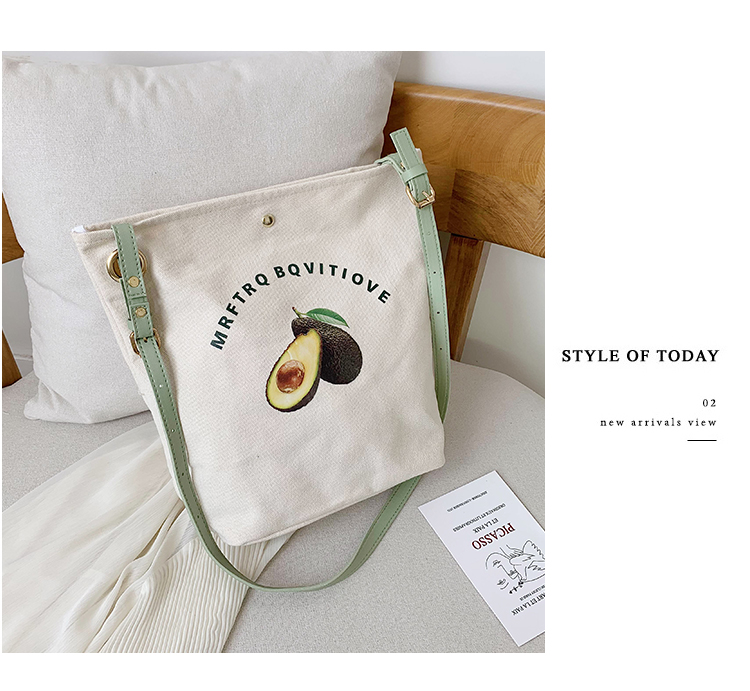 Fashion Black Avocado Printed Canvas Shoulder Slung Letter Pack,Messenger bags