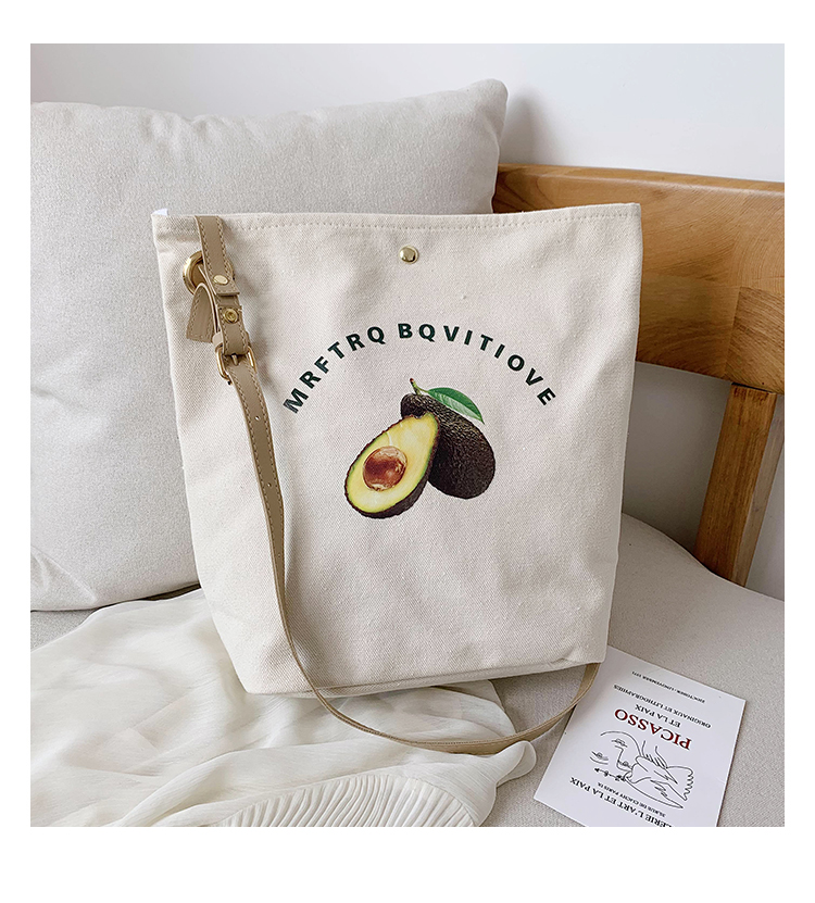 Fashion Light Green Avocado Printed Canvas Shoulder Slung Letter Pack,Messenger bags