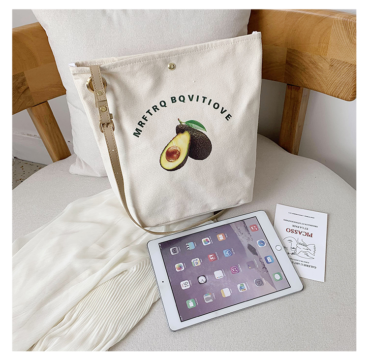 Fashion Light Green Avocado Printed Canvas Shoulder Slung Letter Pack,Messenger bags