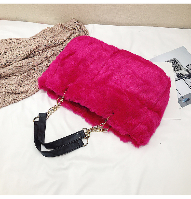 Fashion Rose Red Plush Chain Shoulder Bag,Messenger bags