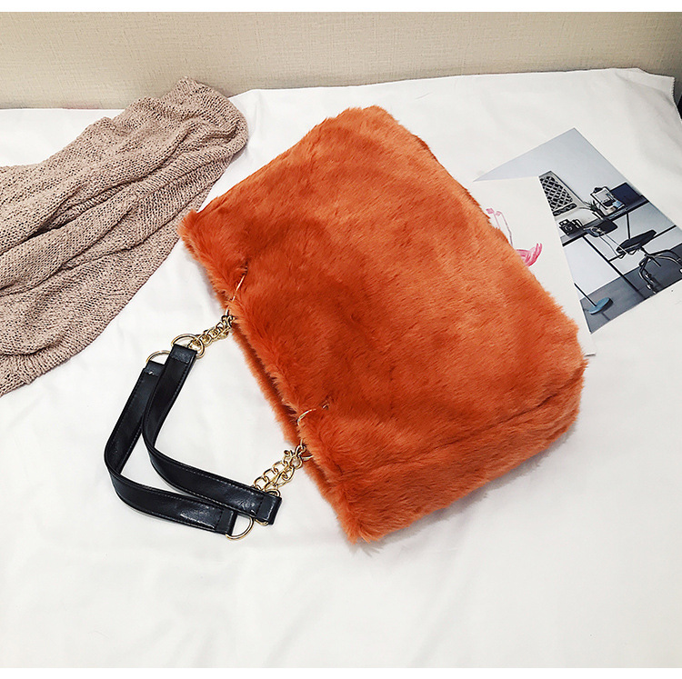 Fashion Orange Plush Chain Shoulder Bag,Messenger bags