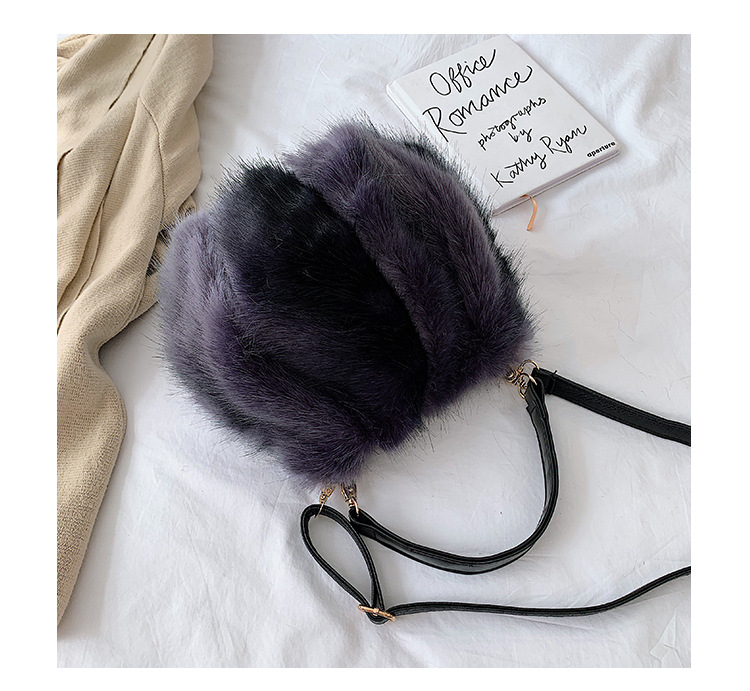 Fashion Purple Stitching Plush Shoulder Bag Shoulder Bag,Handbags