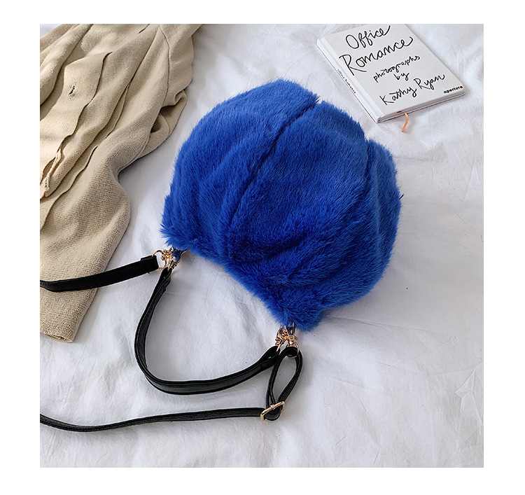 Fashion Blue Stitching Plush Shoulder Bag Shoulder Bag,Handbags