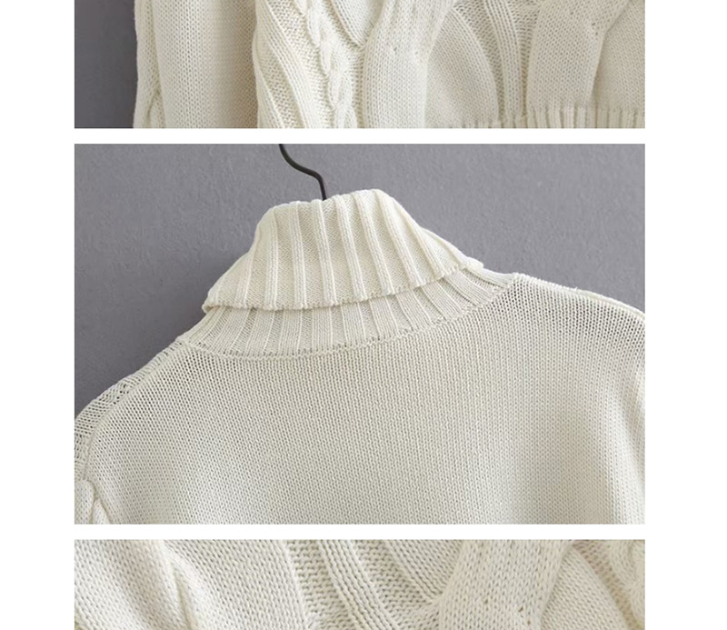 Fashion Black High Collar Short Knit Twist Sweater,Sweater