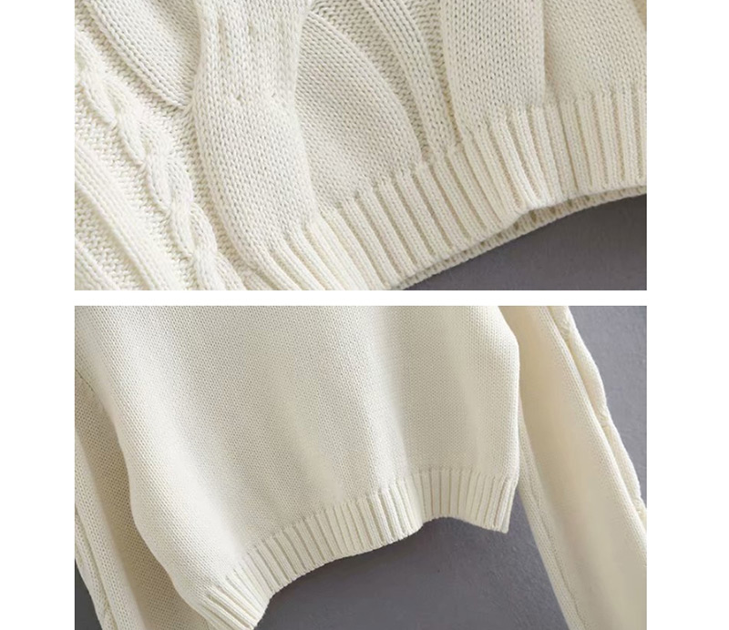 Fashion Black High Collar Short Knit Twist Sweater,Sweater
