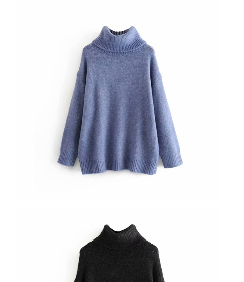 Fashion Blue Turtleneck Sweater,Sweater