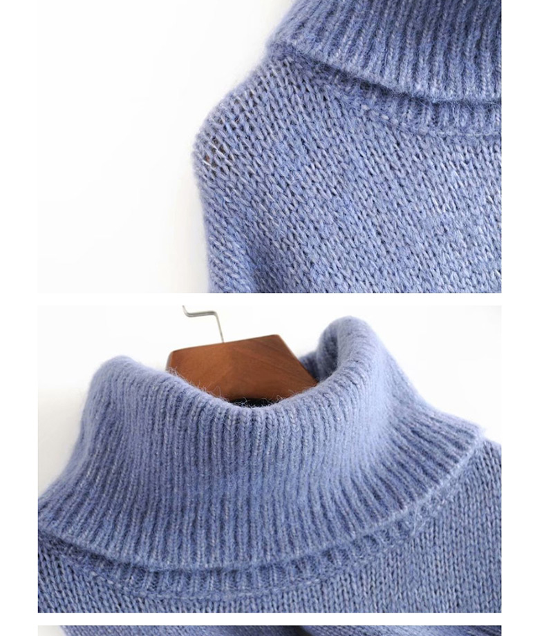 Fashion Blue Turtleneck Sweater,Sweater