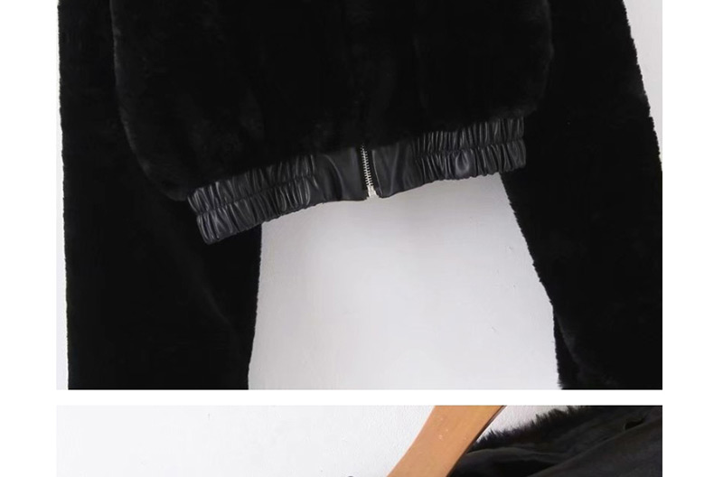 Fashion Black Fur Hooded Zipper Jacket,Coat-Jacket