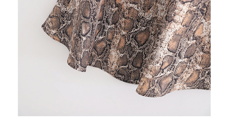Fashion Khaki Snake Print Slit Skirt,Skirts