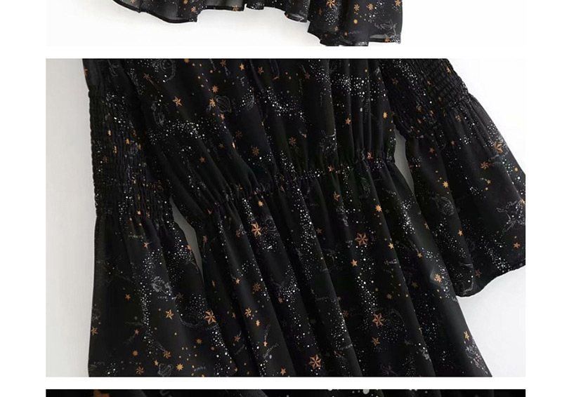 Fashion Black Star Print Two-piece Dress,Long Dress