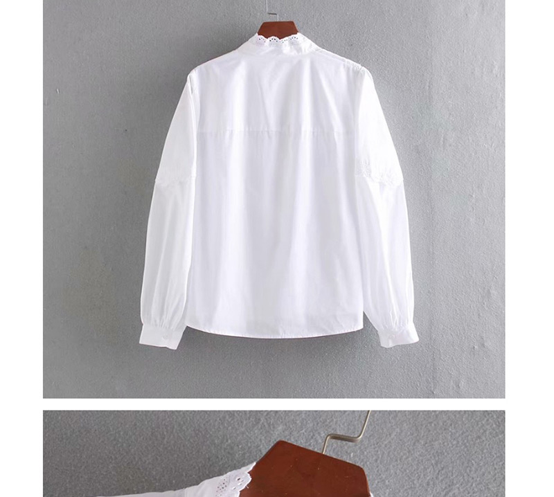 Fashion White Lace-up Poplin Shirt,Blouses