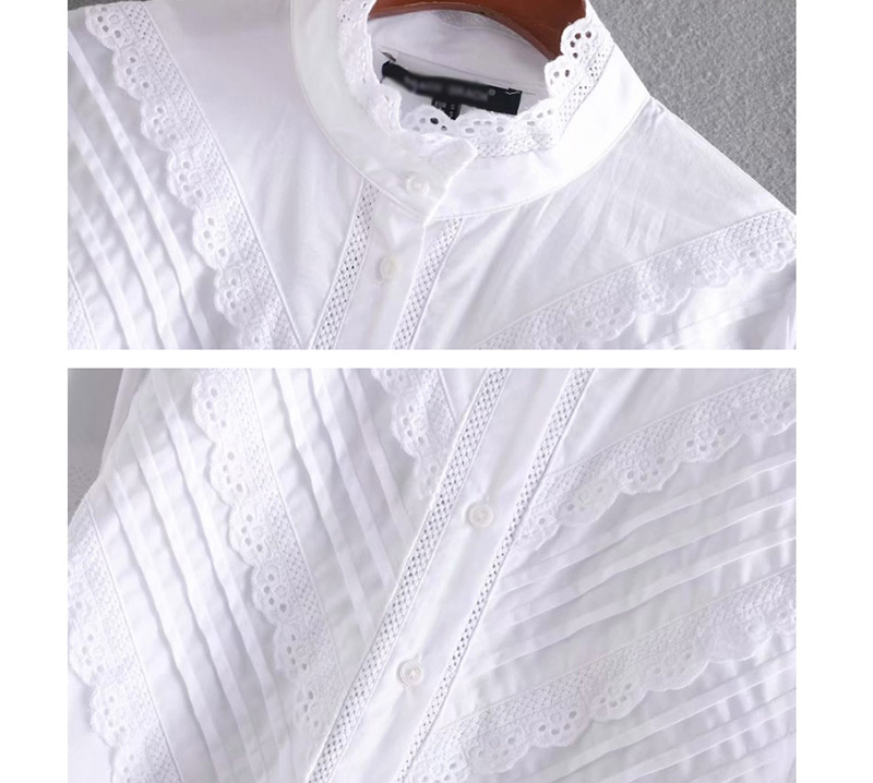 Fashion White Lace-up Poplin Shirt,Blouses
