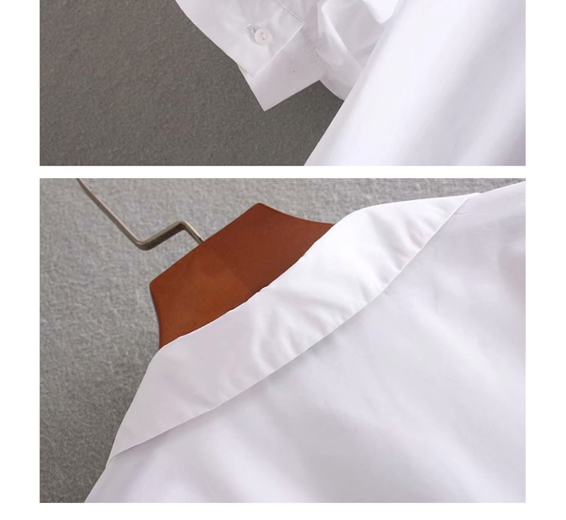 Fashion White Poplin V-neck Single-breasted Shirt,Blouses
