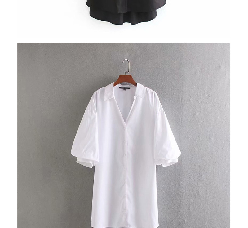 Fashion White Poplin V-neck Single-breasted Shirt,Blouses