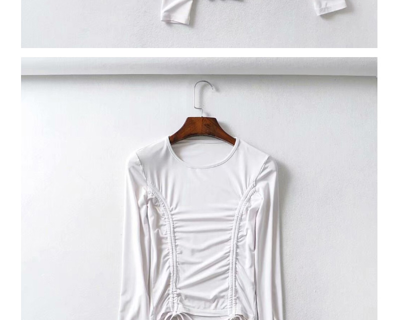 Fashion White Vest Line Drawstring T-shirt,Hair Crown