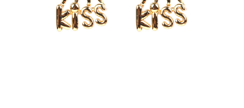 Fashion Gold Micro-set Color Zircon Kiss Letters Stud Earrings,Earrings