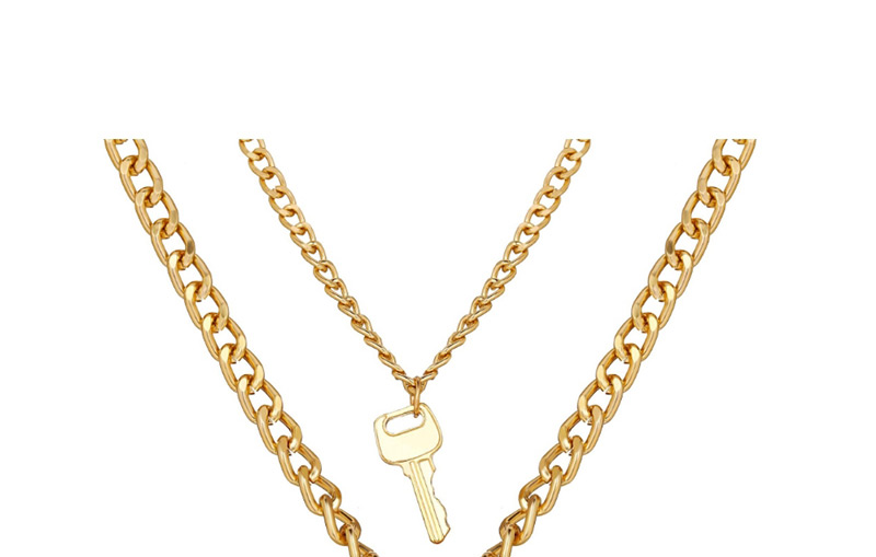 Fashion Gold Key Lock Multi-layer Necklace,Multi Strand Necklaces