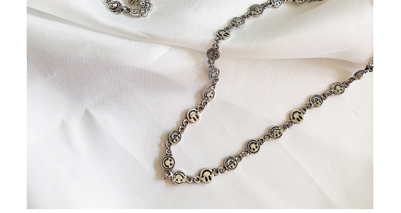 Fashion Silver Old Metal Smiley Necklace,Chains