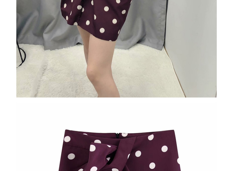 Fashion Fuchsia Polka Dot Printed Pleated Skirt,Skirts