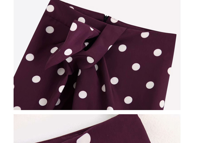 Fashion Fuchsia Polka Dot Printed Pleated Skirt,Skirts