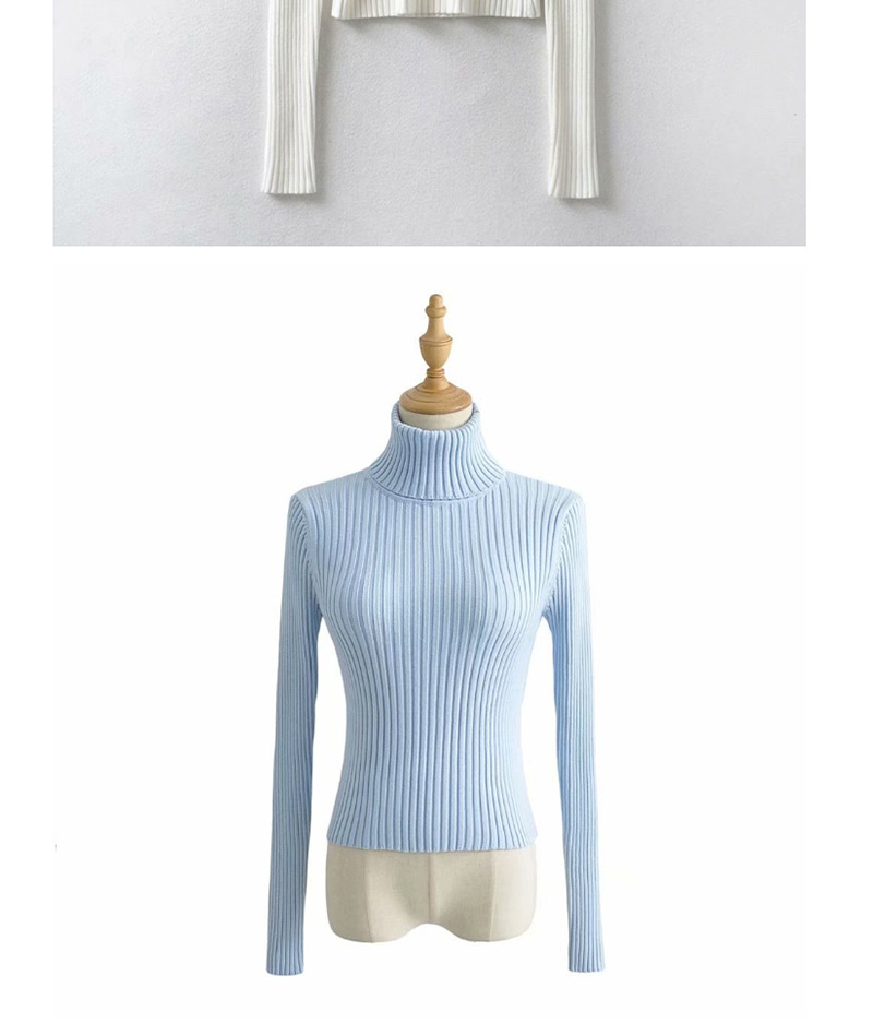 Fashion Light Blue Turtleneck Sweater,Sweater