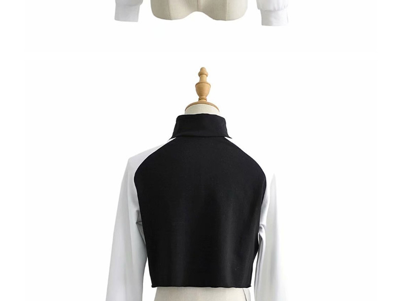 Fashion Black + White Splicing Zipper Pullover Sweater,Hair Crown