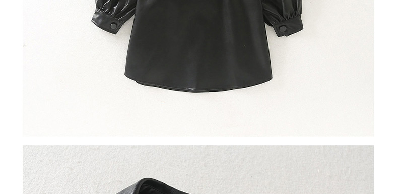 Fashion Black Profile Pocket Lapels With Buckled Straps Leather Jacket,Coat-Jacket