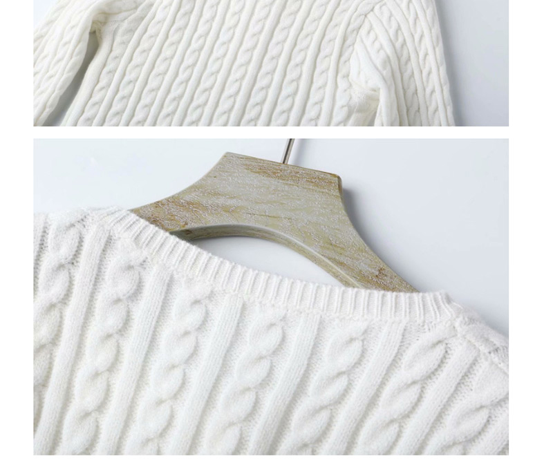 Fashion Khaki Threaded Buttoned Round Neck Cardigan Sweater,Sweater