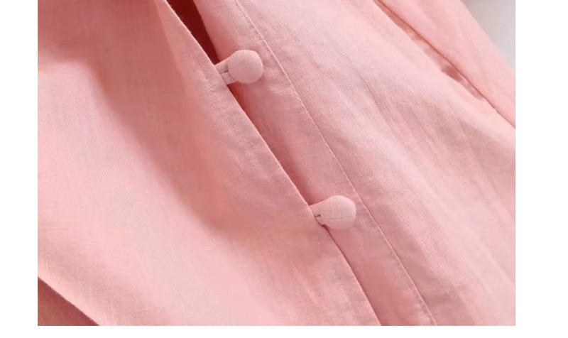 Fashion Pink Cotton And Linen V-neck Lace Dress,Mini & Short Dresses