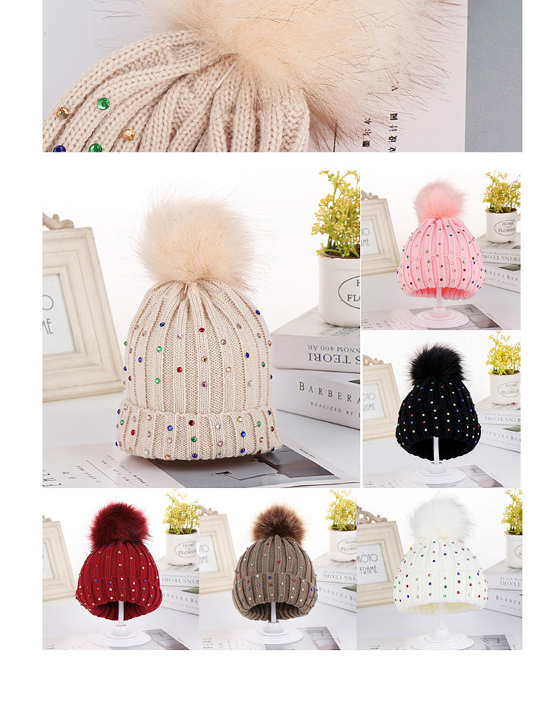 Fashion Pink Colorful Diamond Wool Knit Baby Hat,Children