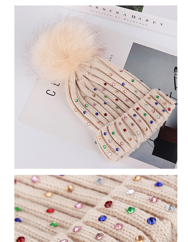 Fashion Gray Colorful Diamond Wool Knit Baby Hat,Children