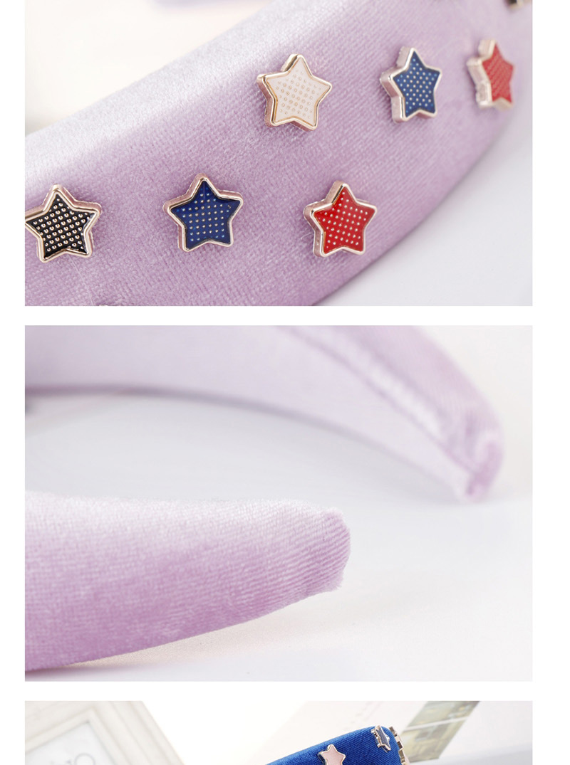 Fashion Light Purple Sponge Five-pointed Star Beaded Headband,Head Band