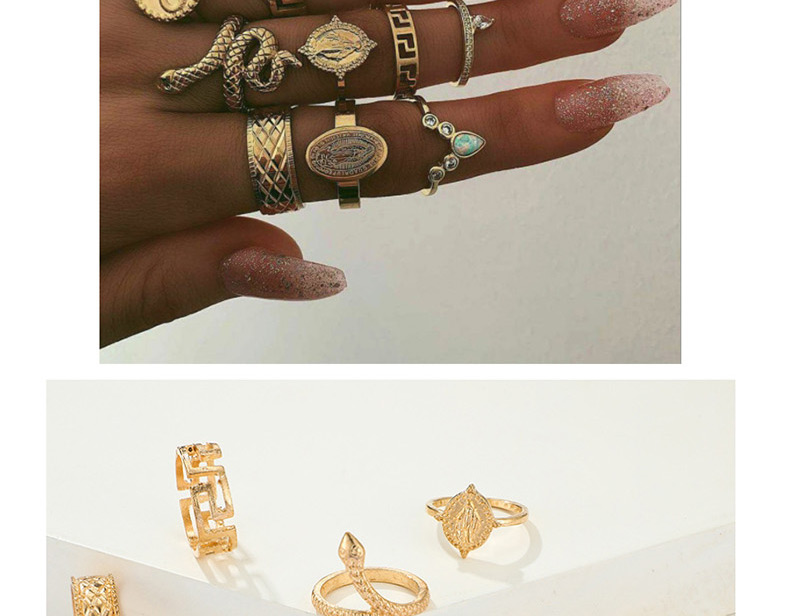 Fashion Gold Character Set With Diamond Ring 10 Sets,Fashion Rings