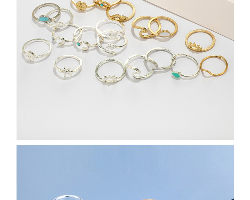 Fashion Silver Sun Eye Arrow Moon Sapphire Ring 19 Piece Set,Fashion Rings