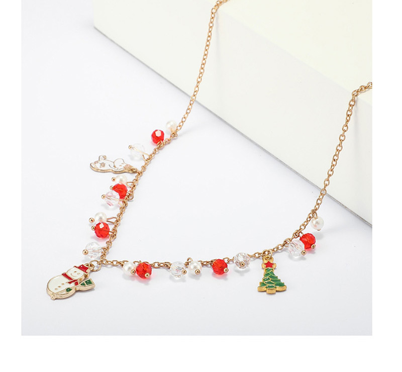 Fashion Gold Beaded Christmas Snow Hippo Pine Fringe Man Necklace,Pendants