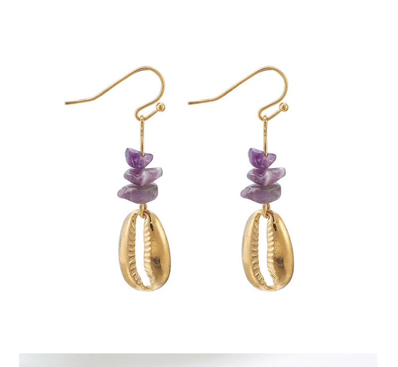 Fashion Gold Rice Beads Shell Geometric Drop Turquoise Earrings Set Of 3,Drop Earrings