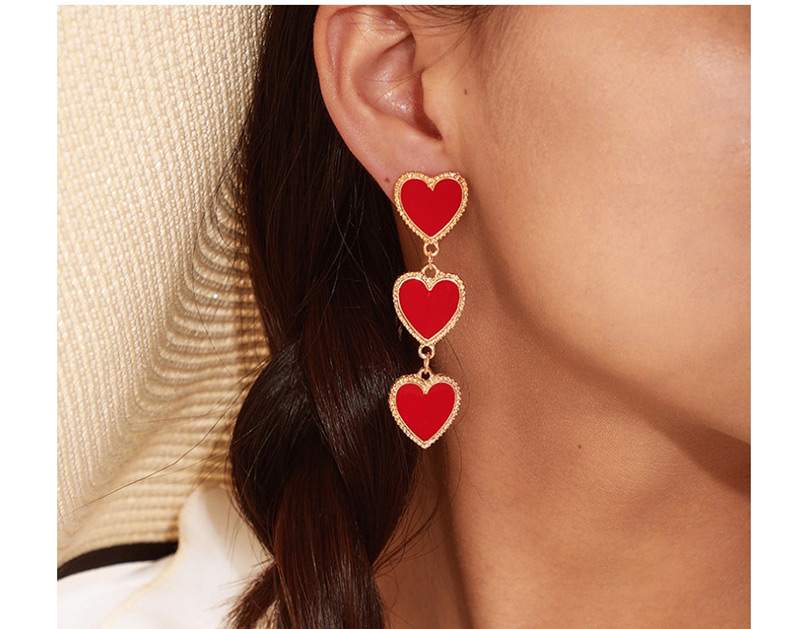 Fashion Red Drip Oil Love Tassel Earrings,Drop Earrings