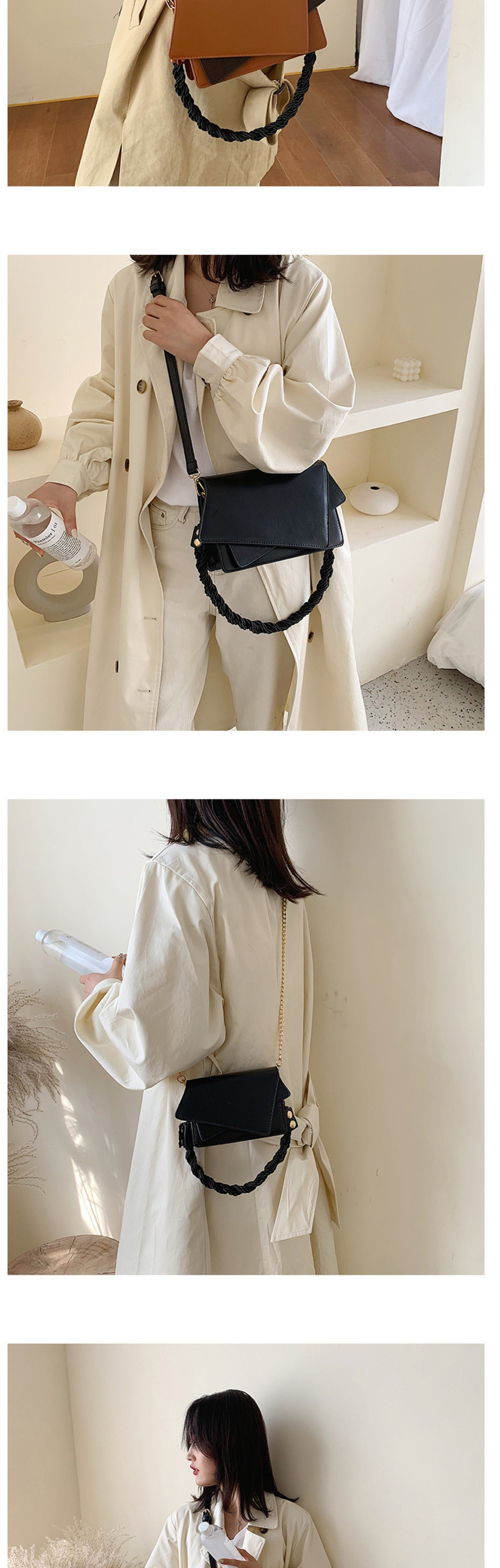 Fashion Small Black Broadband Contrast Shoulder Crossbody Bag,Shoulder bags