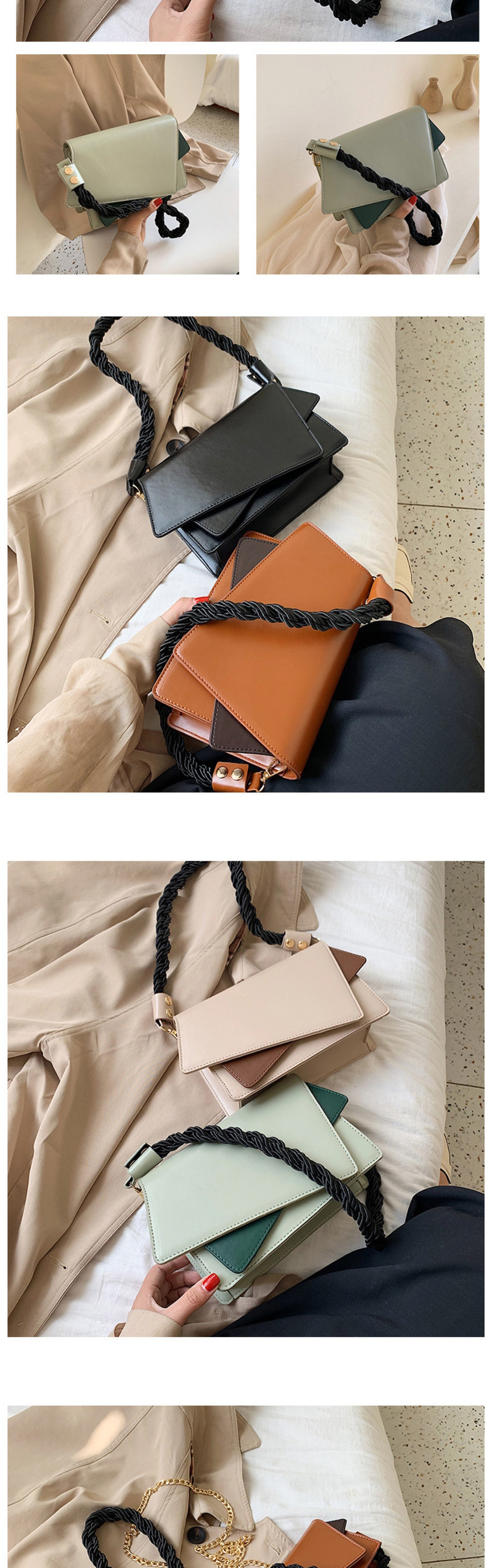 Fashion Small Brown Broadband Contrast Shoulder Crossbody Bag,Shoulder bags