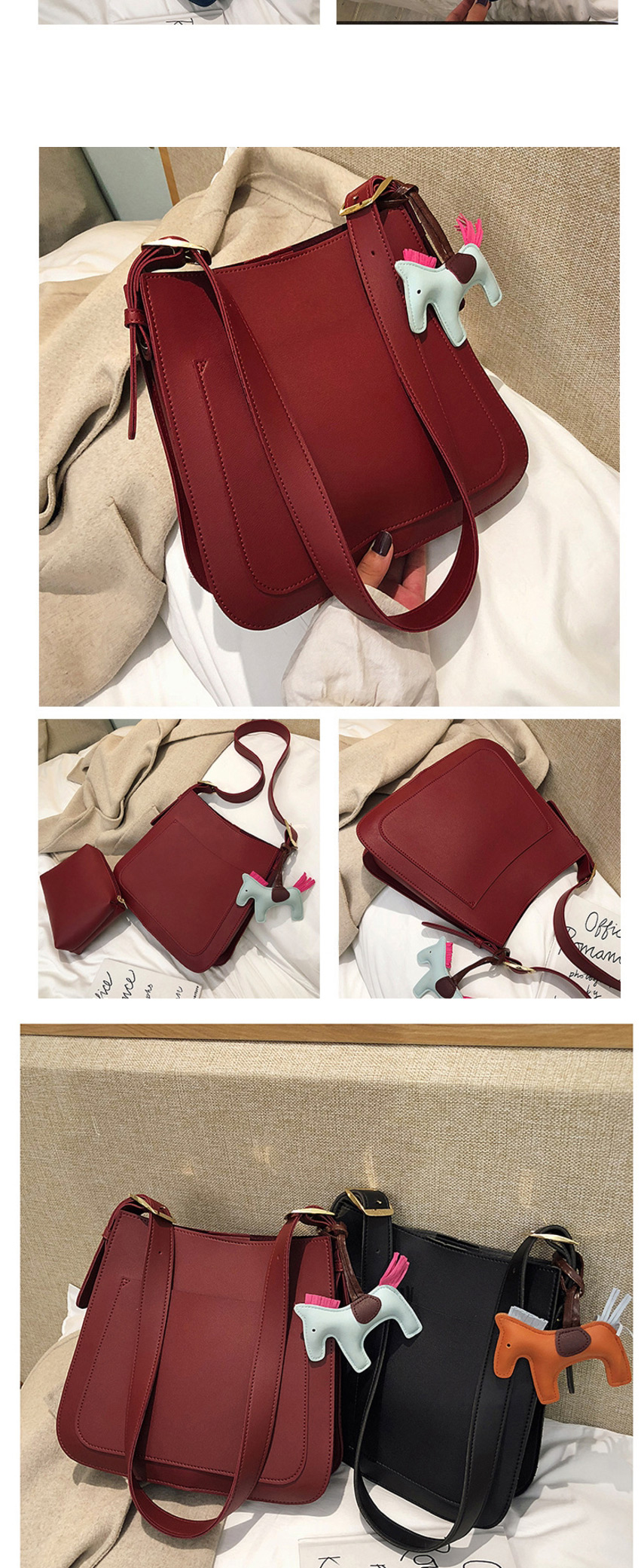 Fashion Red Patch Pocket Embroidery Line Shoulder Diagonal Scorpion Mother Bag,Shoulder bags