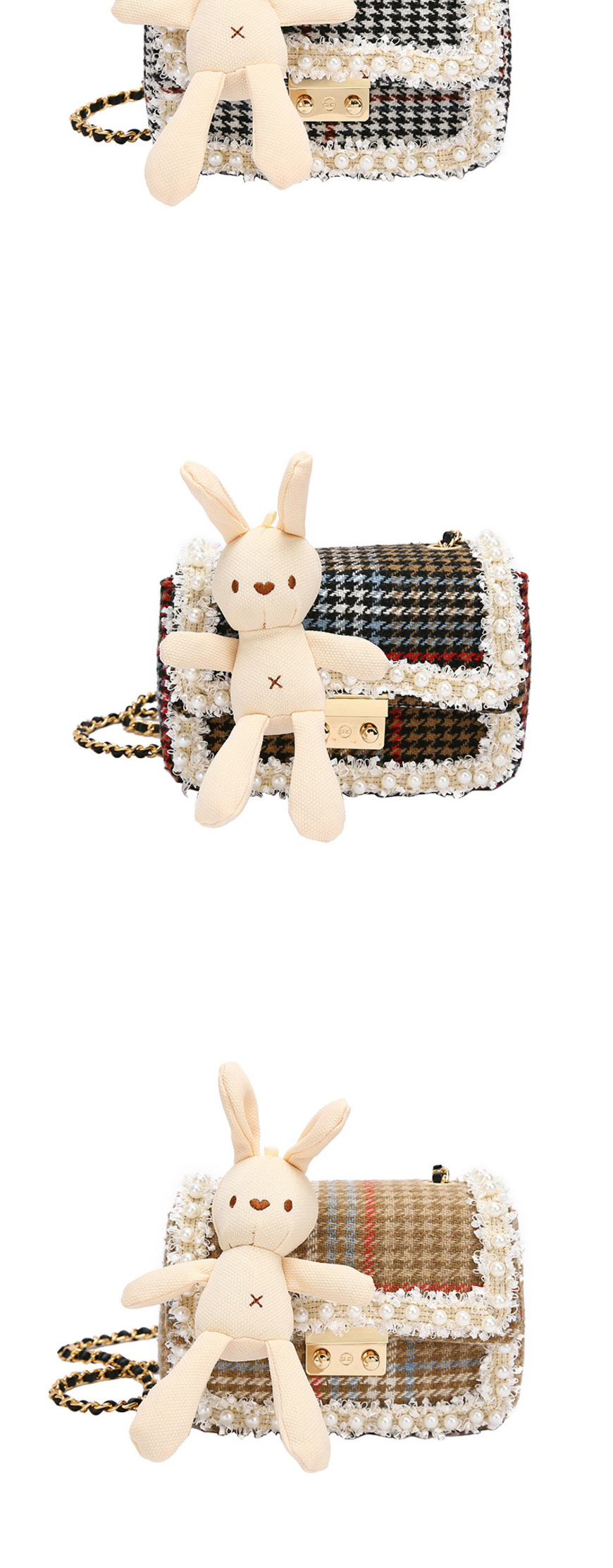 Fashion Khaki Chain Pearl Crossbody Bag,Shoulder bags