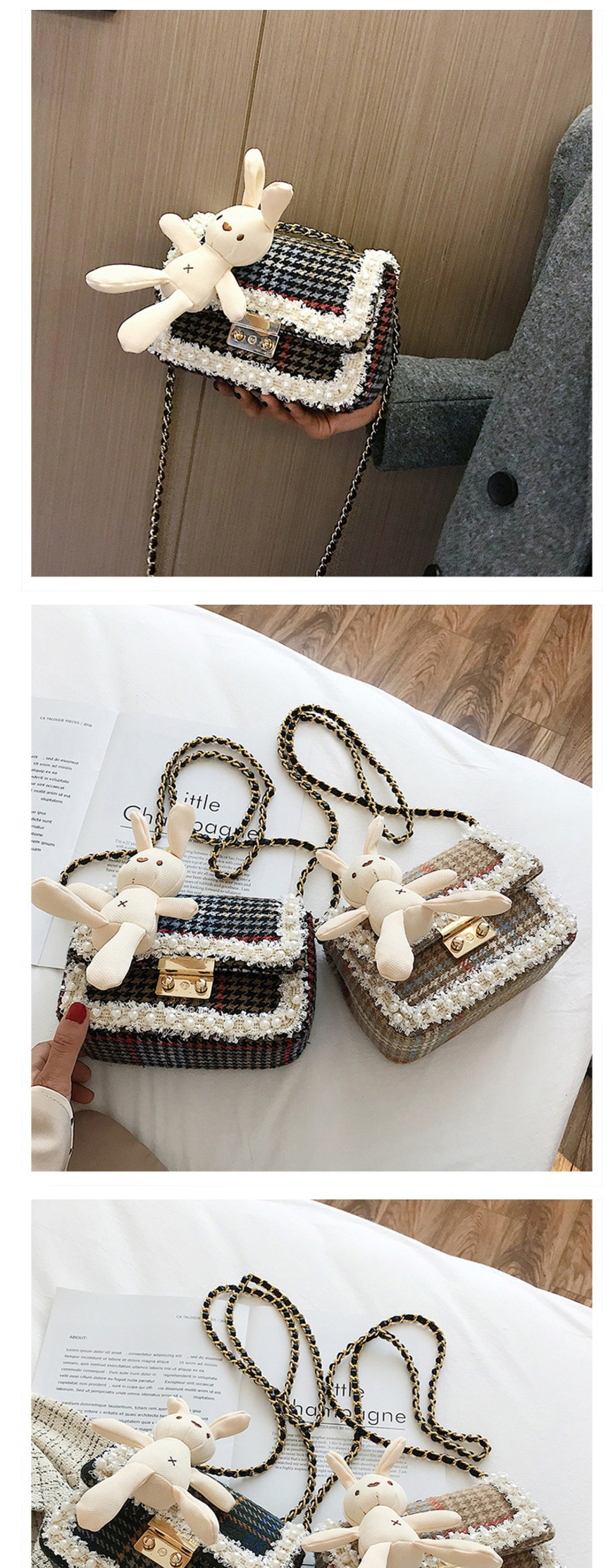 Fashion Rose Red Chain Pearl Crossbody Bag,Shoulder bags