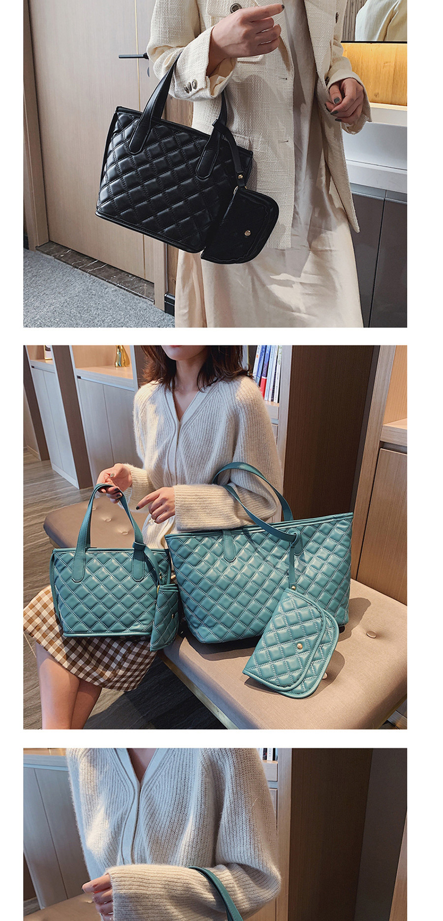 Fashion Blue Embroidery Line Rhombic Shoulder Bag Shoulder Bag,Handbags
