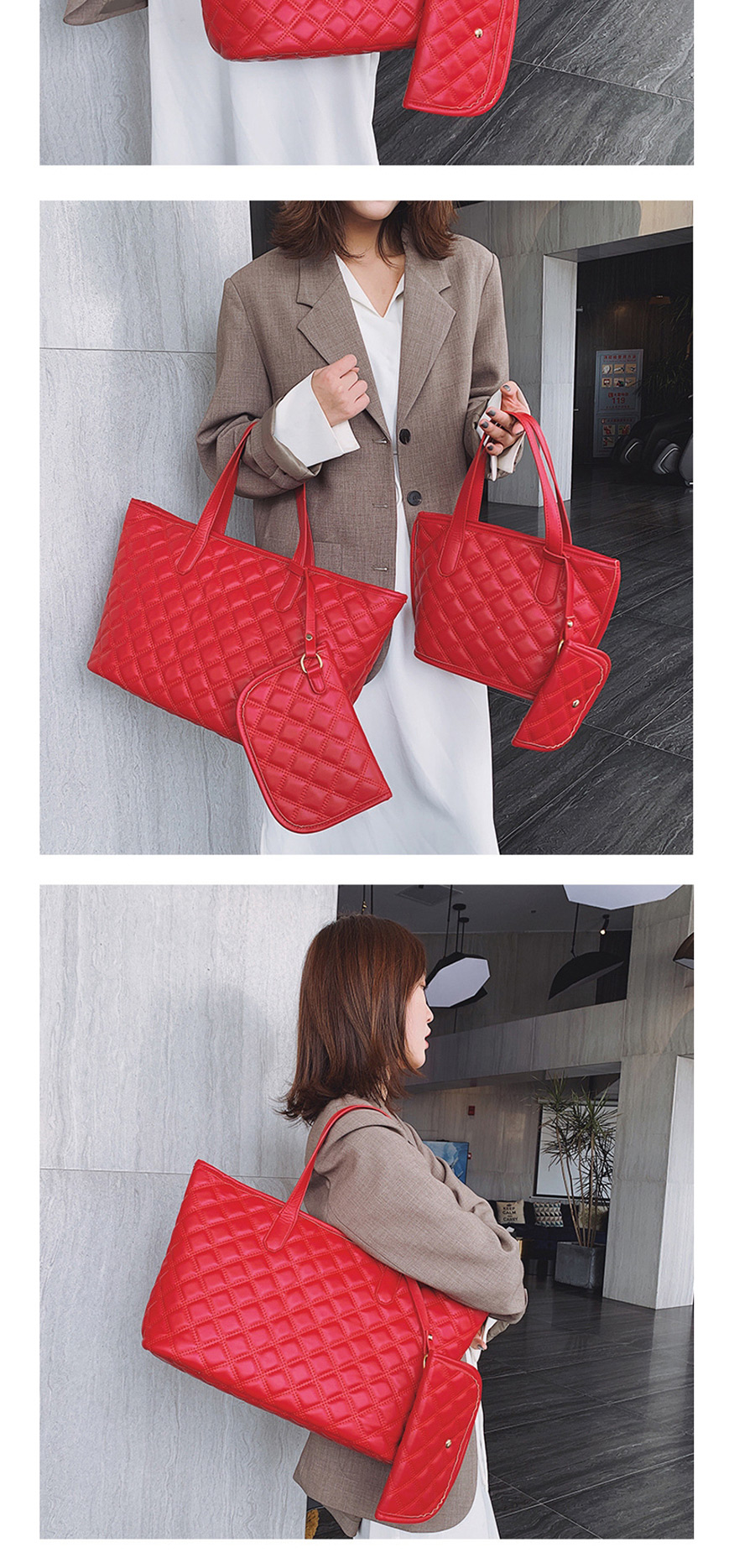 Fashion Small Red Embroidery Line Rhombic Shoulder Bag Shoulder Bag,Handbags