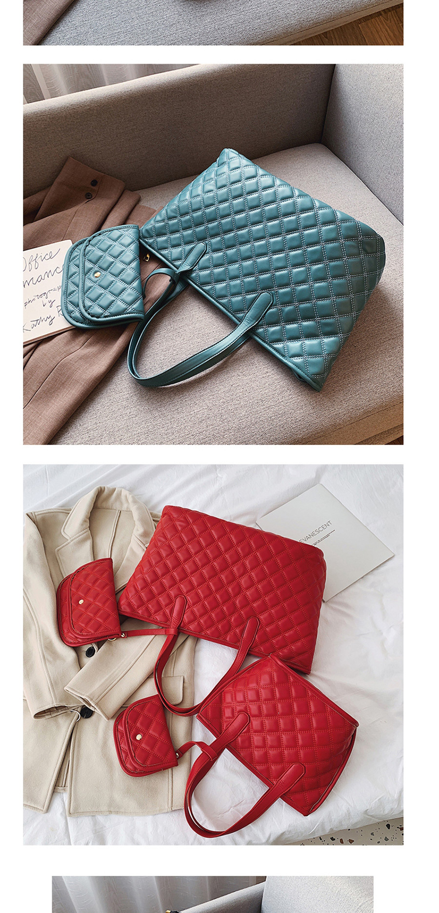 Fashion Khaki Embroidery Line Rhombic Shoulder Bag Shoulder Bag,Handbags