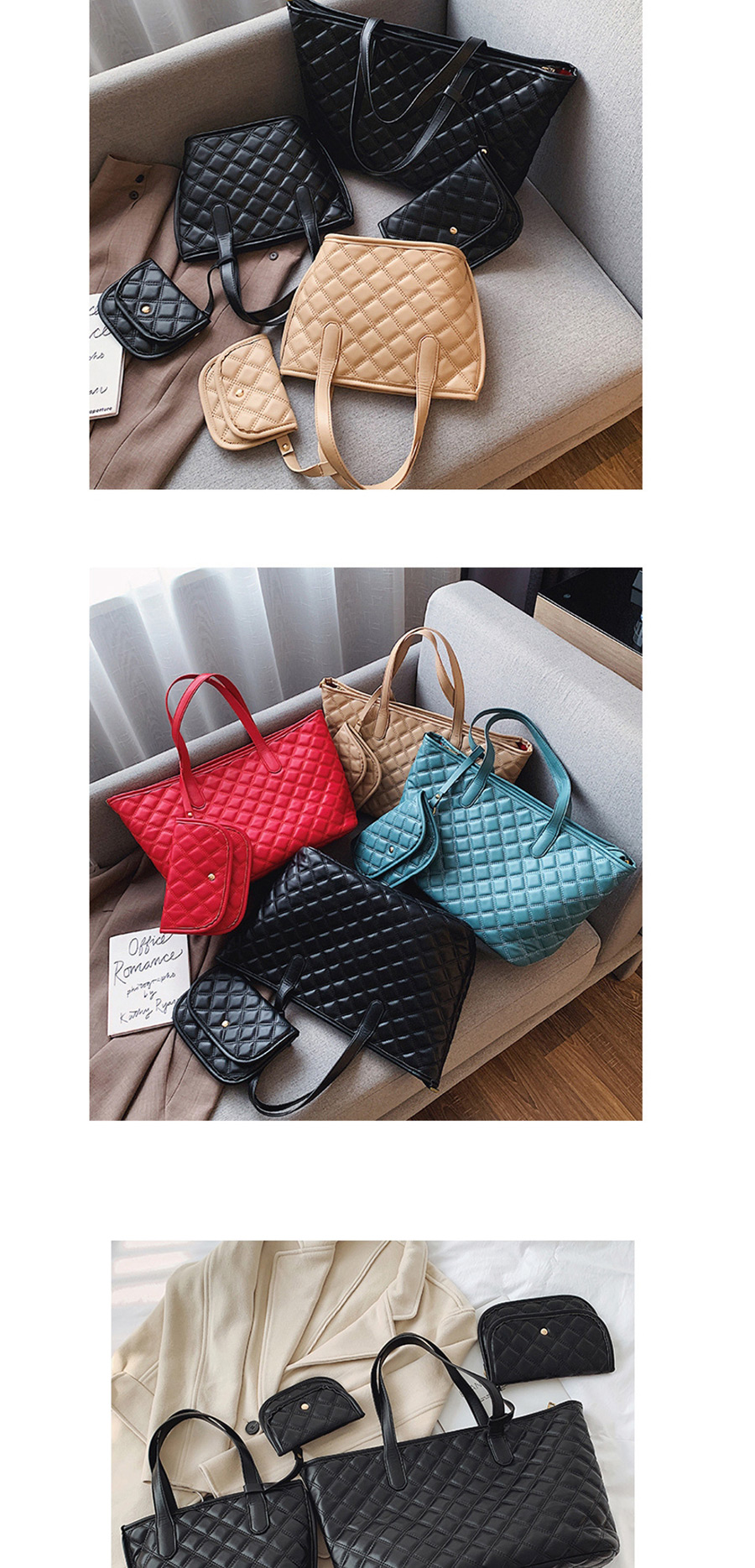 Fashion Small Khaki Embroidery Line Rhombic Shoulder Bag Shoulder Bag,Handbags
